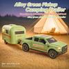 Green Grey Recreational Vehicle Alloy Toy Trailer Classic Pickup Truck Camping Trailer  For Kids