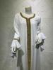 Muslimische Kleidung Malayischer Lotusblattärmel Besticktes Goldspitzenkleid für Damen
