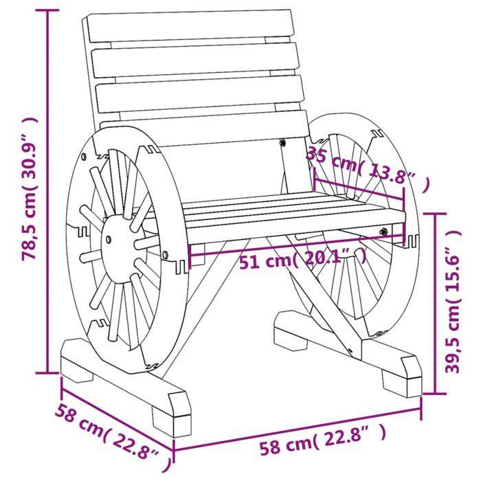VidaXL Chaises de Jardin, Fauteuils avec Dossier, Sièges avec Accoudoirs, Meubles de Terrasse Balcon Patio Extérieur, Bois 365100