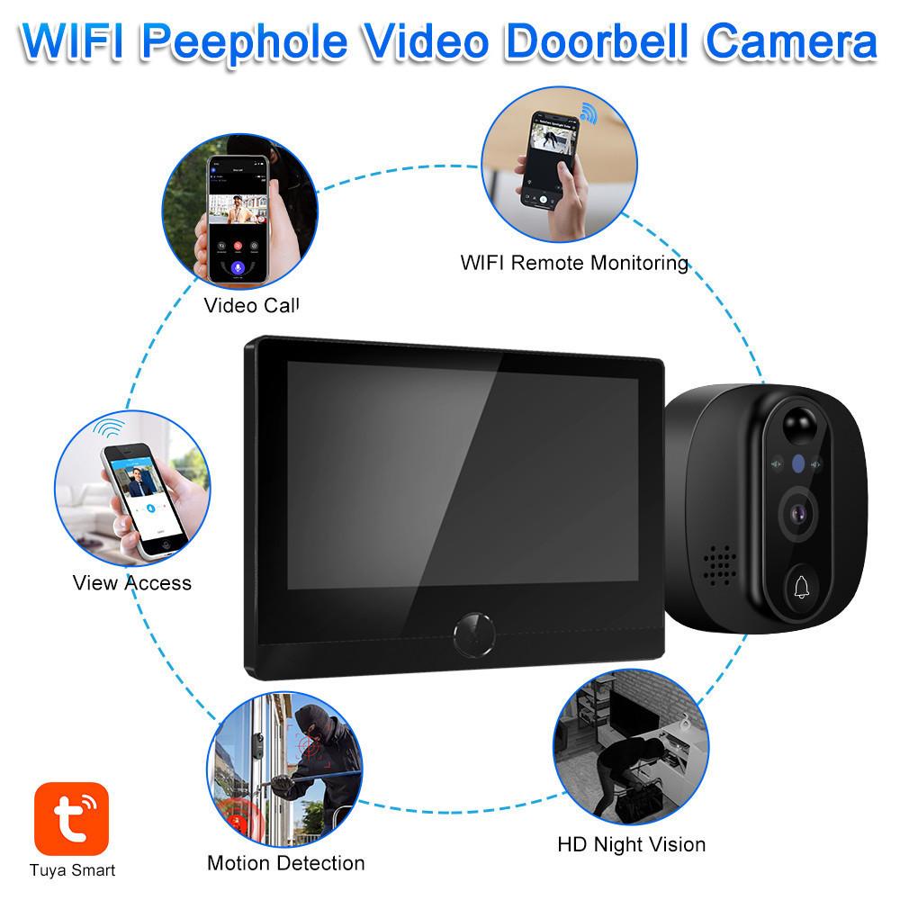 4,3-calowy WiFi Wizualny Domofon Dzwonek do Drzwi 1080P HD WlFl Noktowizja Dzwonek do Drzwi Inteligentny Czujnik Ruchu PIR Kamery do Drzwi