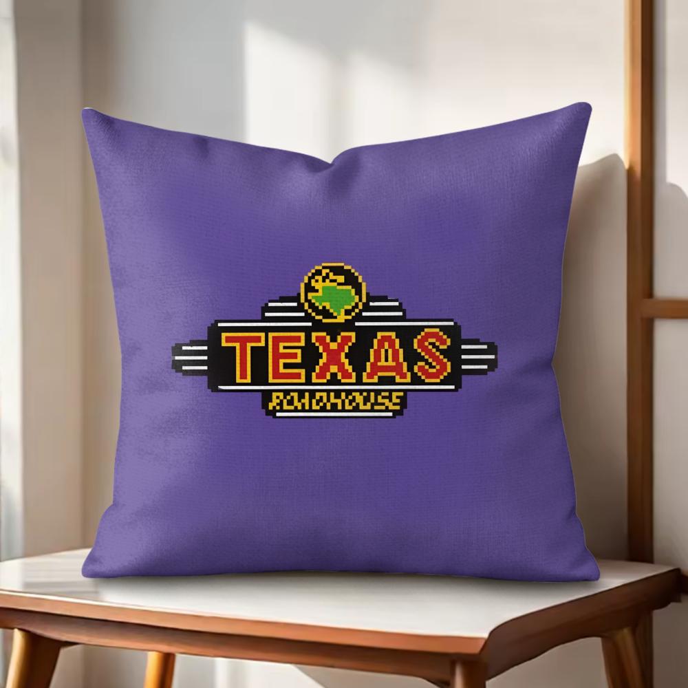 T-Texas Roadhouse Cushion Cover Natural Linen Organic Fabric Double-Sided Printing Couch Pillow Covers Home Decor