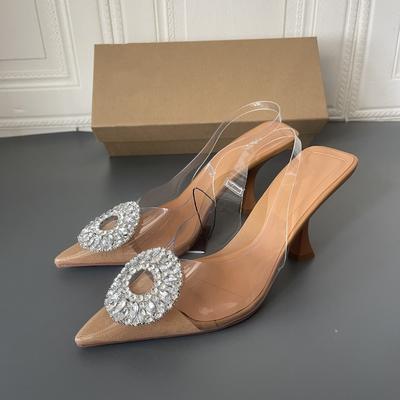 Mode Neue Strass Stiletto Transparente Kristall High Heel Sandalen Damen Sommer Modeschuhe