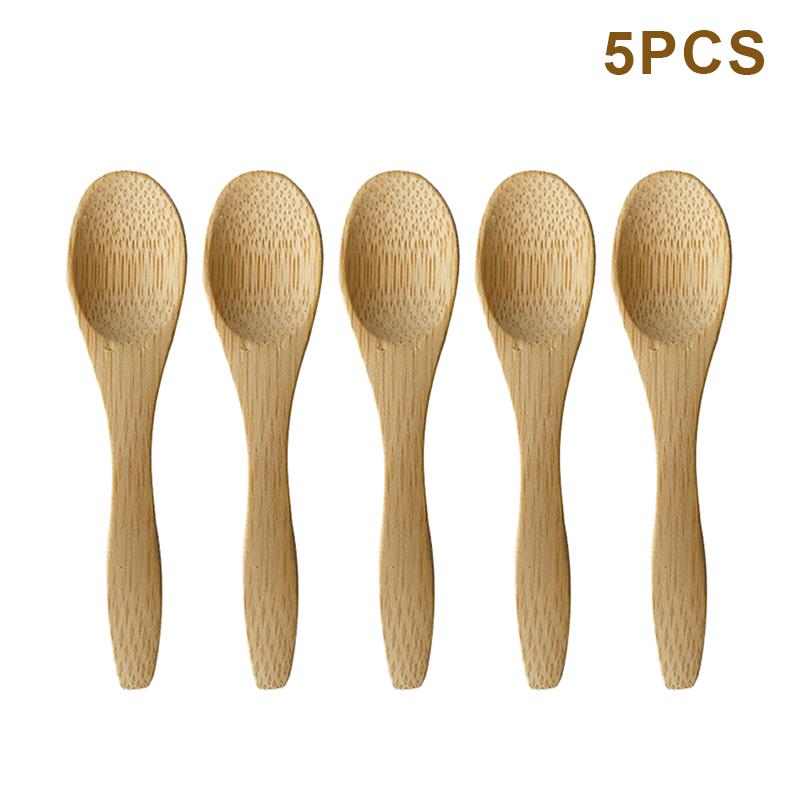 5Pcs Wooden Honey Spoon Ecofriendly Household Tableware Bamboo Kitchen Condiment Scoop Coffee Spoon Dessert Spoon Teaspoon