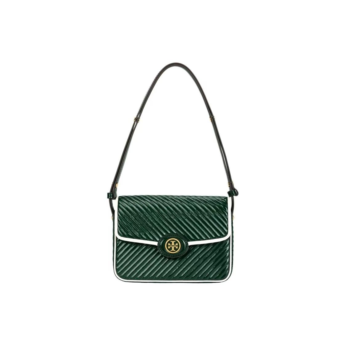 

Tory Burch Robinson Solid Double T Logo Chevron Flap Leather Shoulder Bag Women Shoulder Bag Green 149461-304 Basic Set (Bag+Dust Bag)