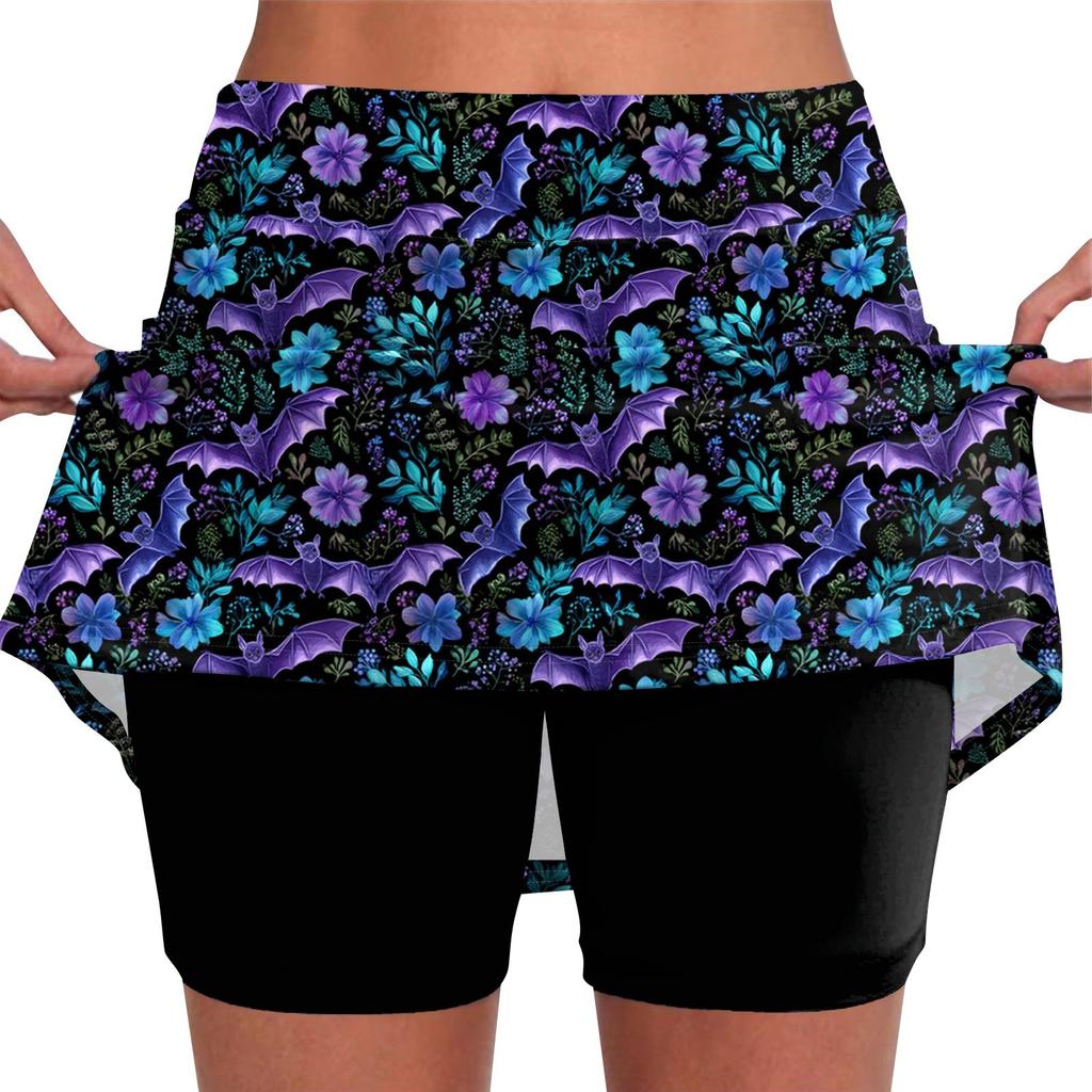 Elastic Yoga Culottes For Women Print Athletic Shorts Lightweight High Waist Skinny Joggers