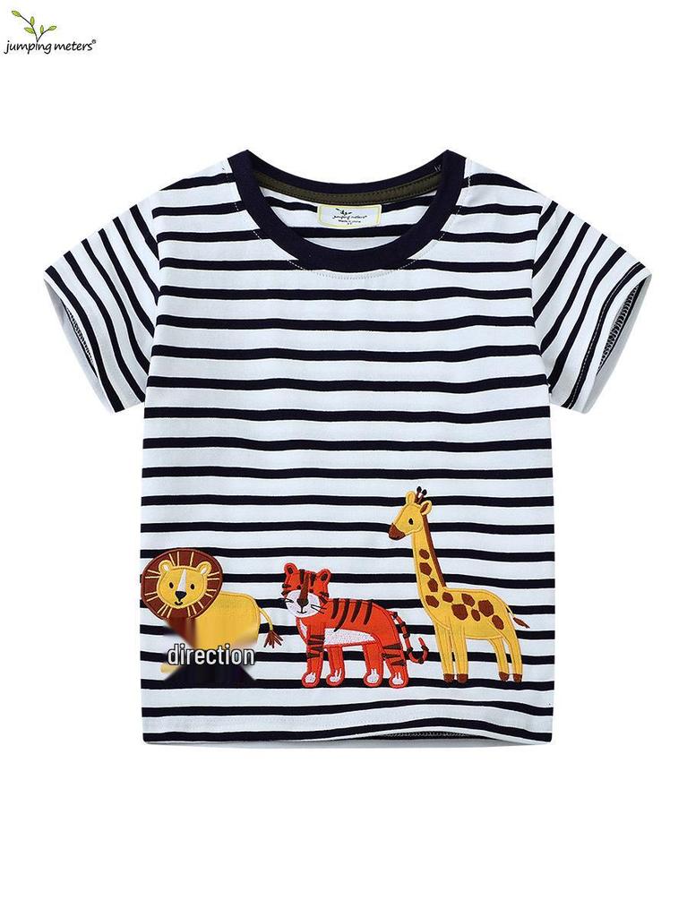 Boys' Cartoon Striped Cotton Short-Sleeve T-Shirt - Stylish & Versatile Summer Wear