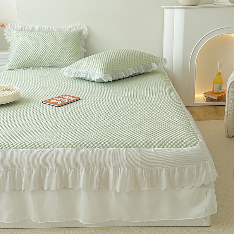 Antibacterial Breathable Fitted Sheet Cool Feeling Silk Mint Water Molecule Cooling Mat Summer Cool Bed Cover (With Pillowcase)