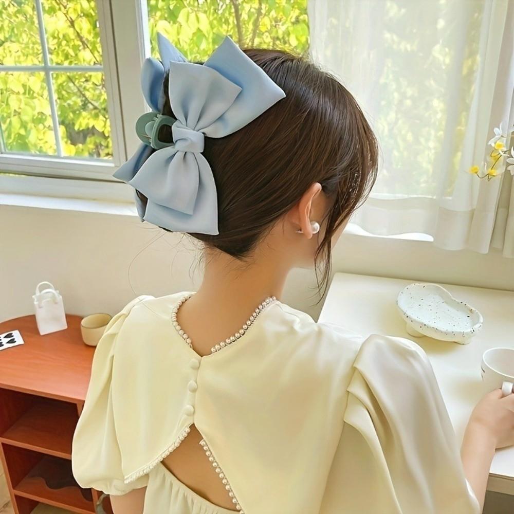 Multifunctional Women Bow Hairpin Solid Color Shark Clip Gifts Girls Headwear