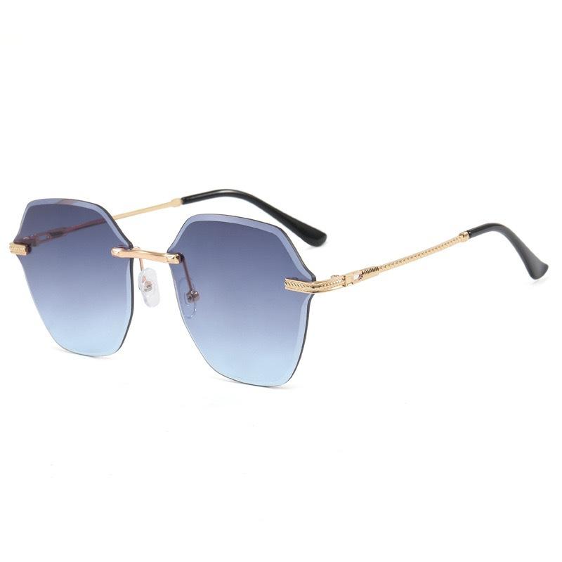 Ins Glasses Sunglasses Women'S Street Photography Frameless Trimmed Big Face Metal Sunglasses