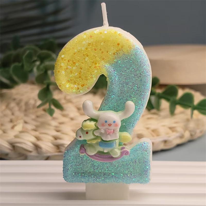 Creative Design Cute Cartoon Pacchard Dog Digital Candle Birthday Cake Decoration Digital Candle Atmosphere