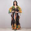 2022 Print Cover-ups Sexy Hand Weaving Deep V-neck Summer Beach Dress Tunic Kaftan Women Beachwear Swimsuit Cover Up Robe De Plage Q1289