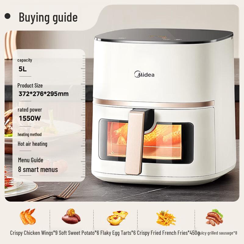 Midea 5L Smart Visual Steam Air Fryer CN plug (adapter included)