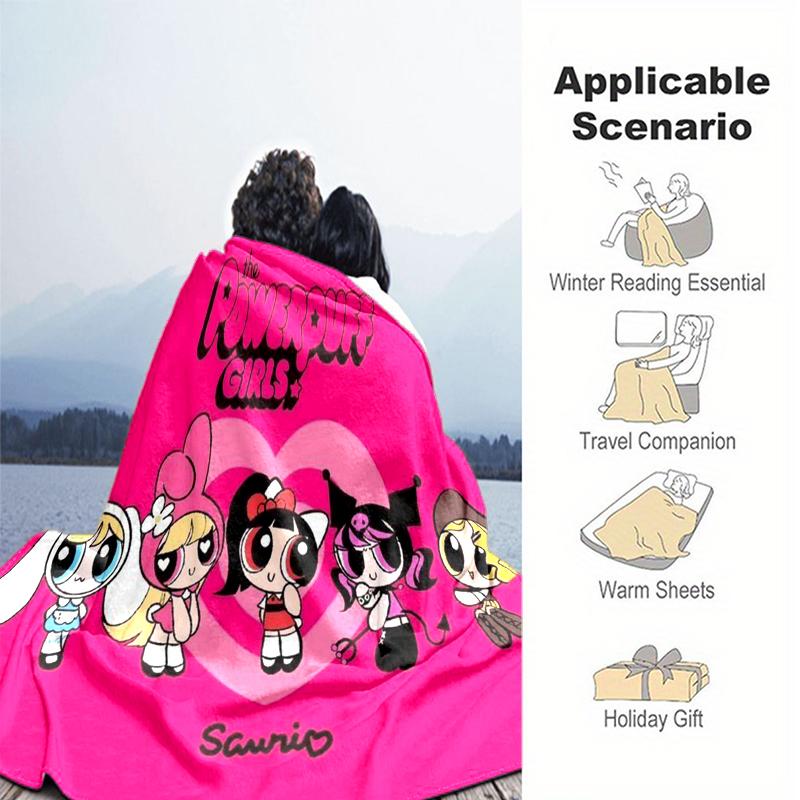 1PC The Powerpuff Girls printed blanket, all season lightweight home office outdoor nap multifunctional blanket A1