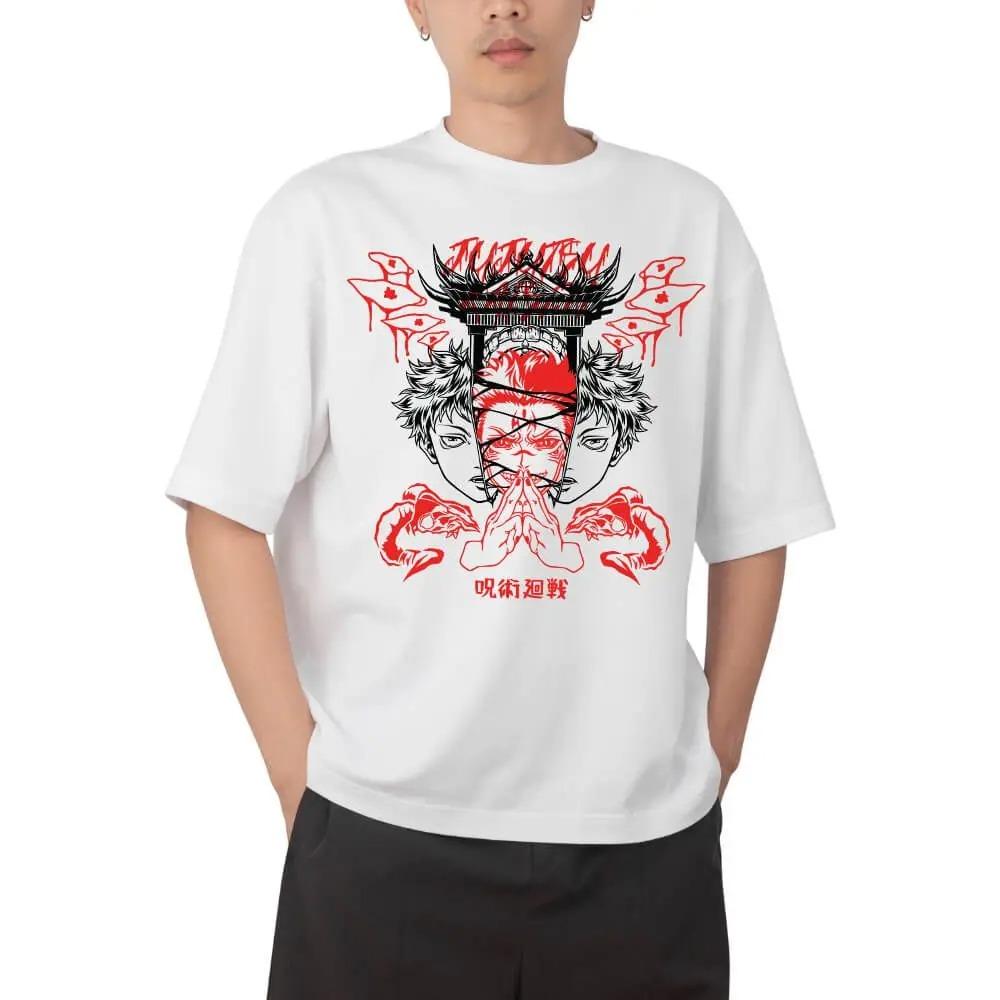Jujutsu Kaisen Satoru Gojo "Hollow Purple" Anime Black Comfortable Fashion Vintage Double-Sided Band Graphic Print Women And Men T-shirts
