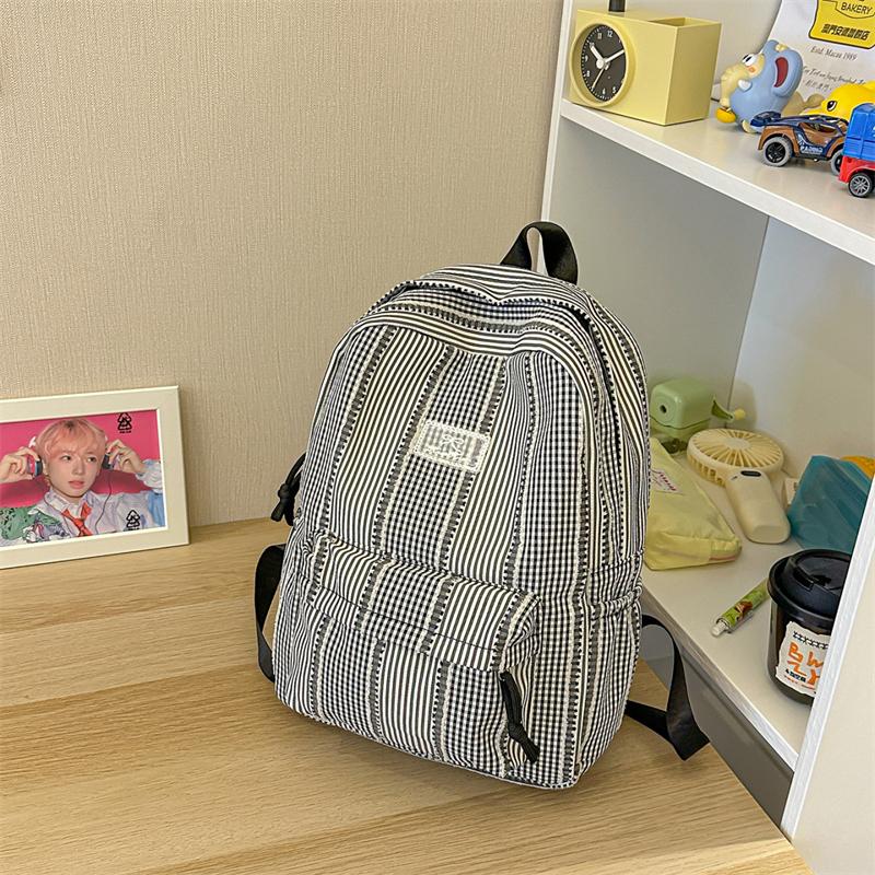 Plaid Schoolbag Women's Backpack Junior High School Students Campus Backpack