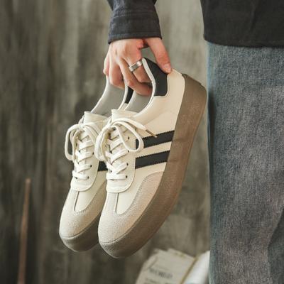 Vintage Brown Man Sneakers Suede Leather Men's Skateboard Shoes Comfort Lace-up Men Skate Sneakers Thick Sole Casual Board Shoes
