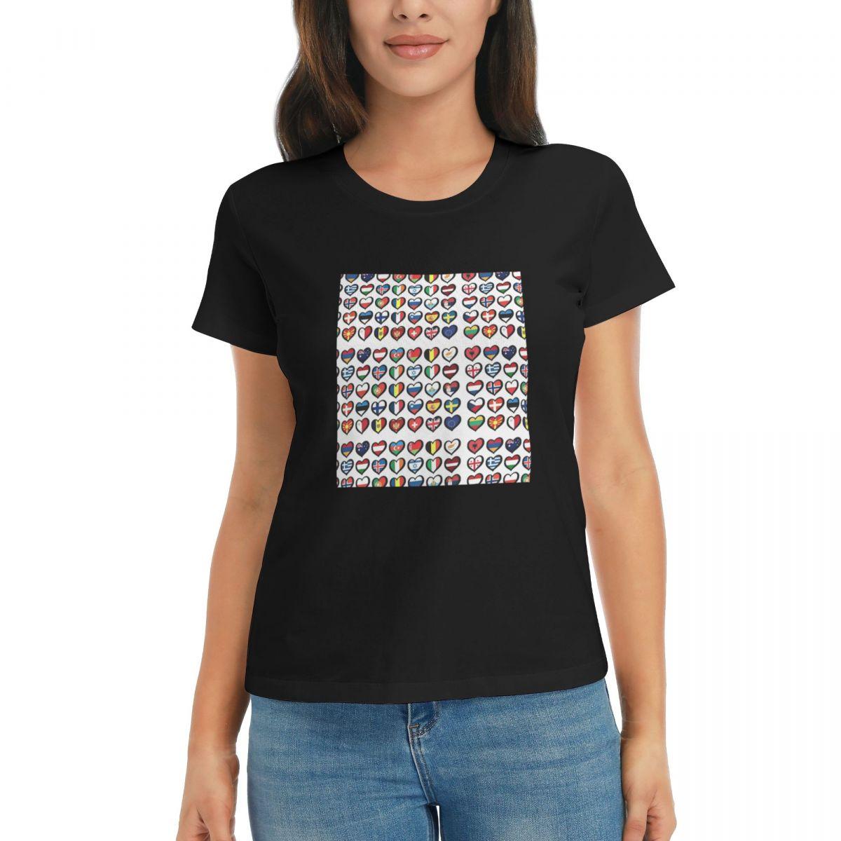 

Women TShirt Eurovision Song Contest Flags Hearts Backpack57 Short Sleeve Tees ONeck Cotton T Shirts Clothes Tops Streetwear 4XL