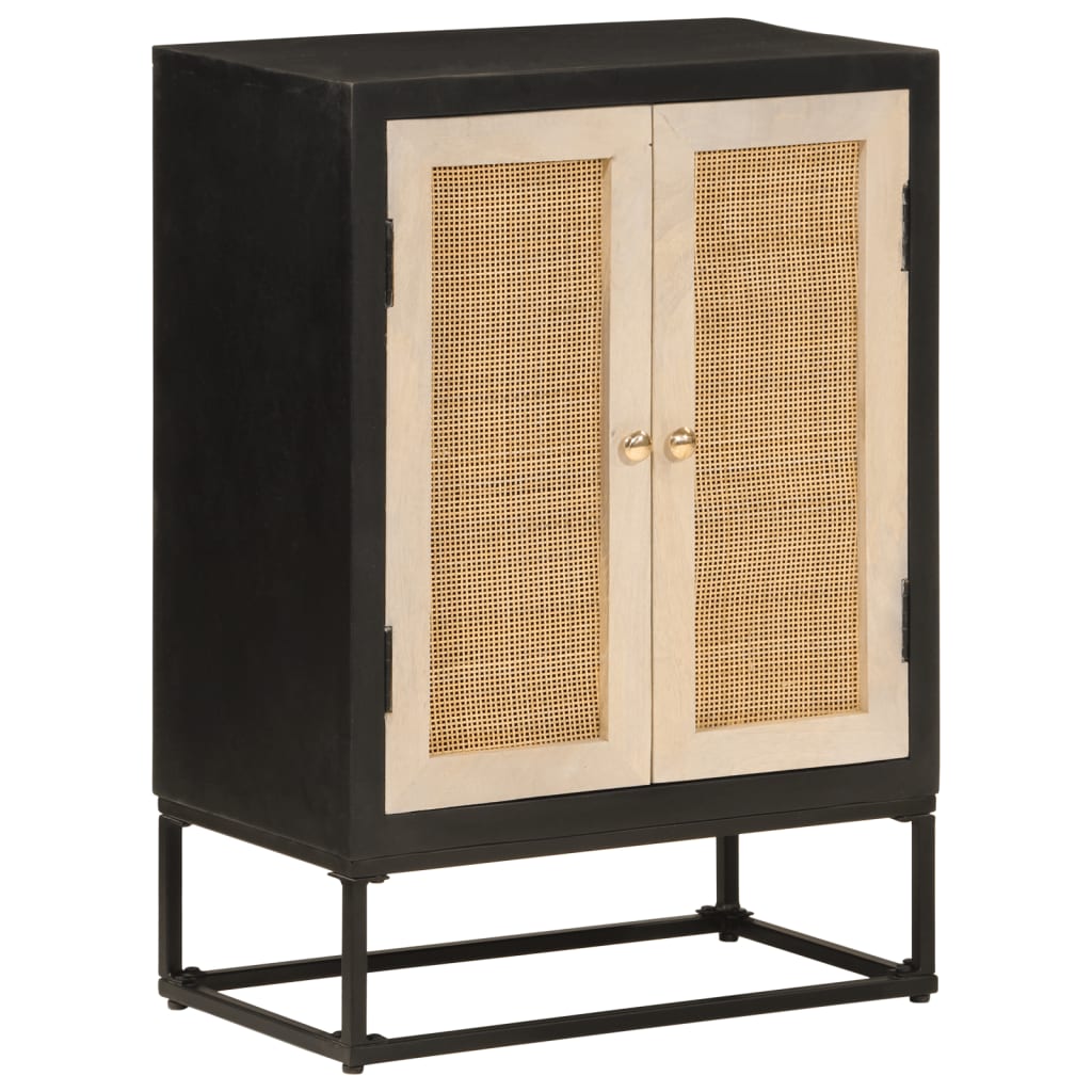 Sideboard Black 55 x 30 x 76 cm Solid Mango Wood and Iron