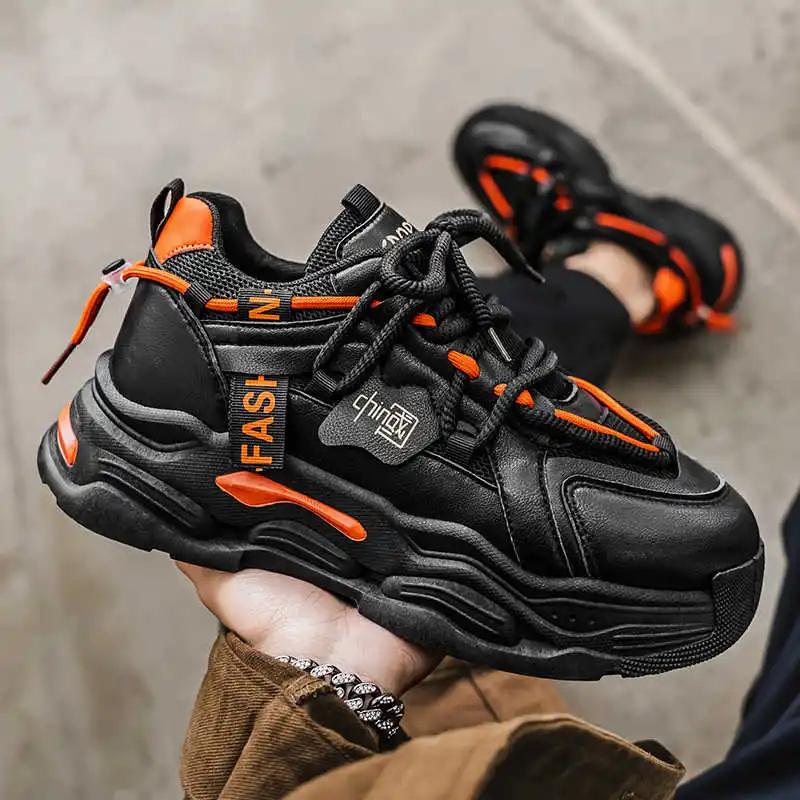 Thick Heeled Sumer Leopard Shoes Man Walking Chinese Sneakers Brand Man Tennis Sport Class Teniz Snekers Obuv Trend Design