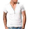 Men's Slim Fit Casual Henley Round Neck Short Sleeve T-shirt