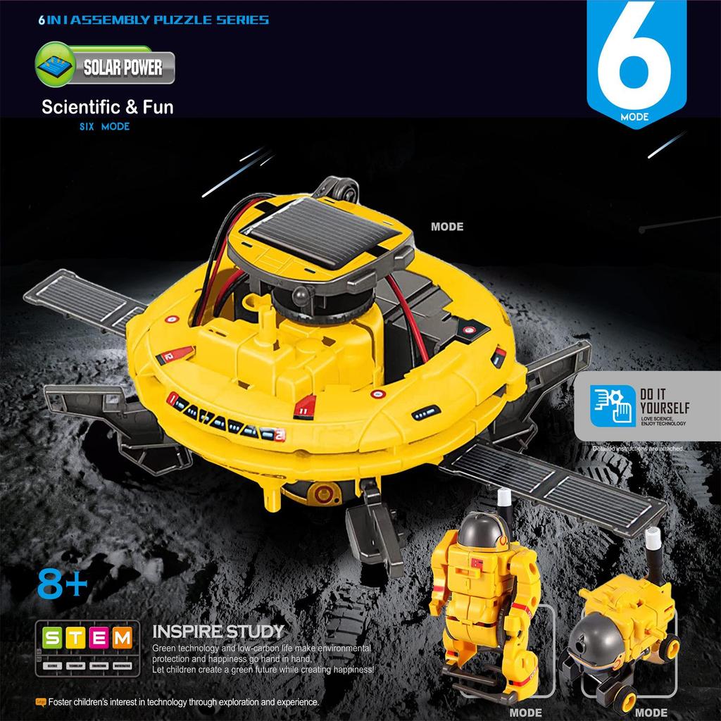 6-in-1 DIY Solar-Powered Space Building Blocks: Self-Assembled Car & Intelligent Robot Toy