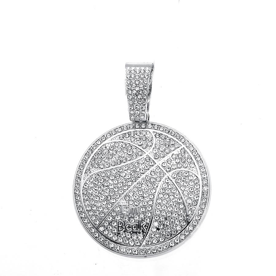 Hip Hop Alloy Letter Imbcak Pendant Necklace for Men, Street Cuban Chain Adorned with Diamonds, Basketball Necklace