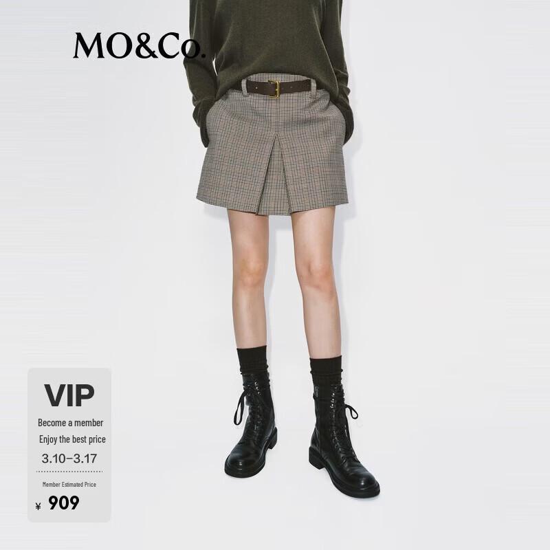 A-Line Wool Blend Prince of Wales Check Mini Skirt S