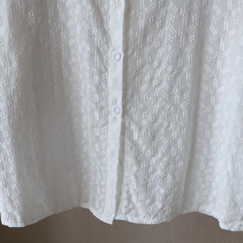Bi Zheng 2025 Summer Korean Lace Embroidered Bubble Sleeve Women's Shirt