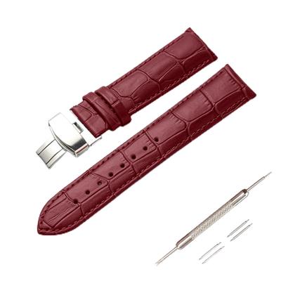 [Jumpsunfun] Genuine Crocodile-Embossed Calf Leather Watch Band with D-Buckle, Replacement Band, 14mmPurple [Used]