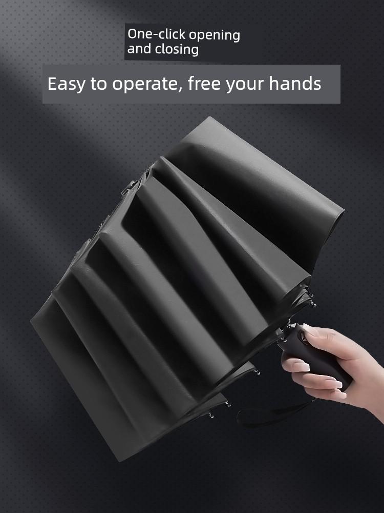 Automatic Umbrella Men's Large Reinforced Thickened Strong Wind-Resistant Sun Umbrella Folding Sun Umbrella Female Rain Or Shine Dual-Use Umbrella