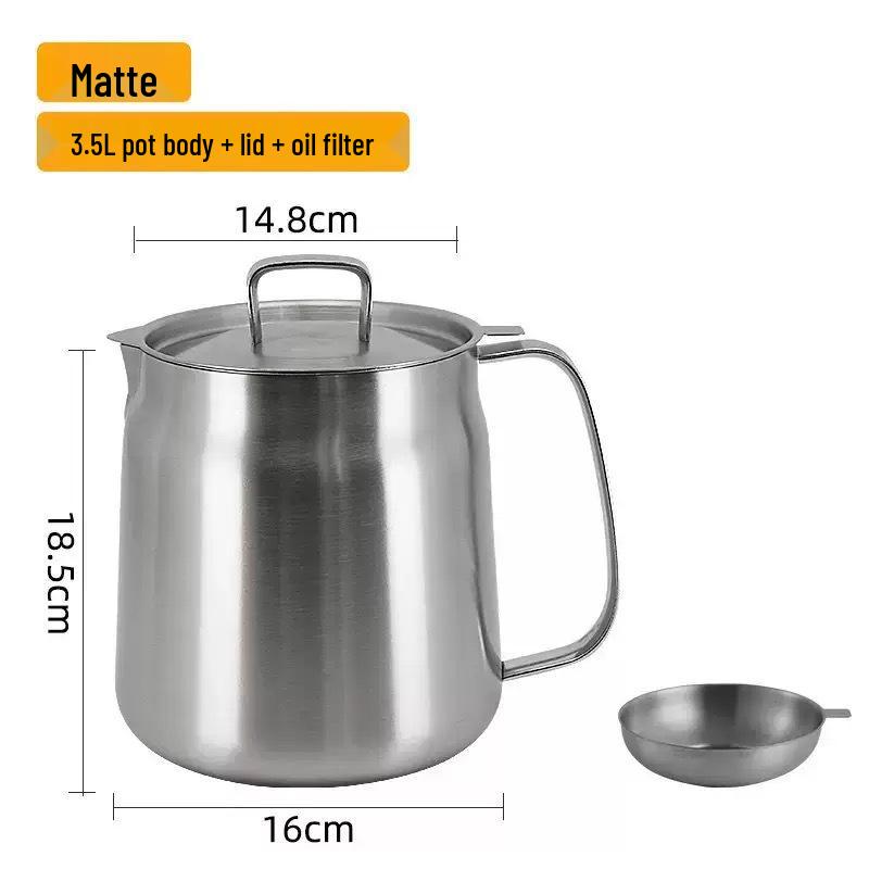 304 Stainless Steel Oil Filter Pot with Screen - Large Capacity Oil Storage and Residue Filtering Bottle