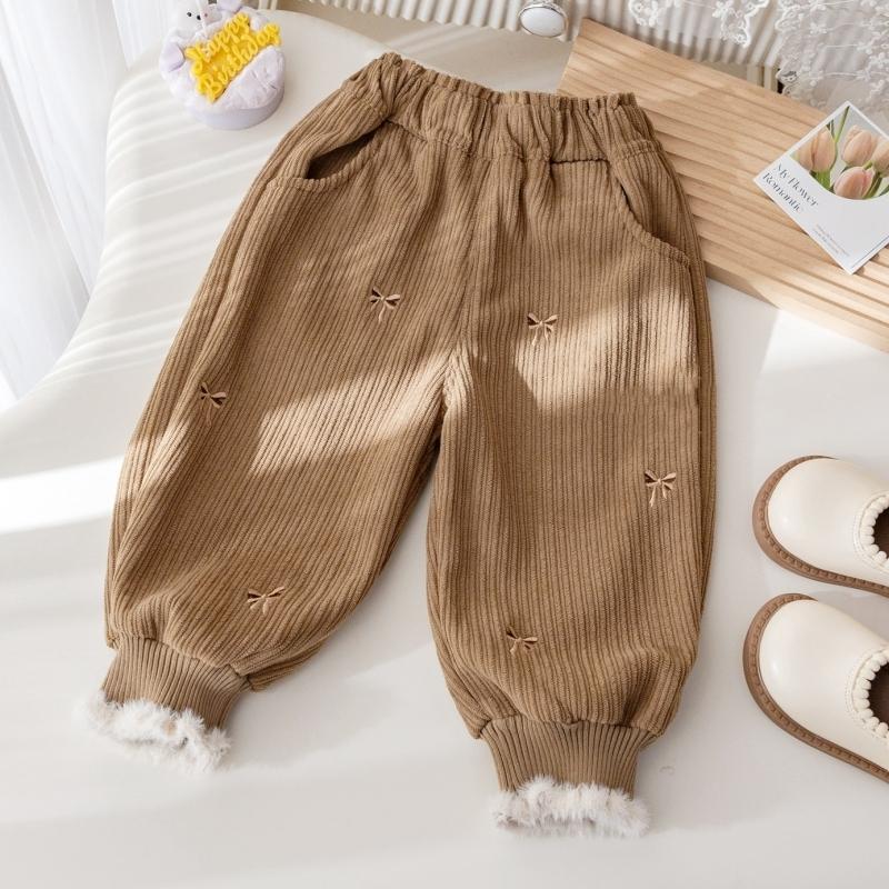 

Детские брюки из утолщенной овечьей шерсти для девочек, детские брюки с вышивкой бабочек, теплые брюки для малышей, осенне-зимняя детская одежда, мода 80 коричневый
