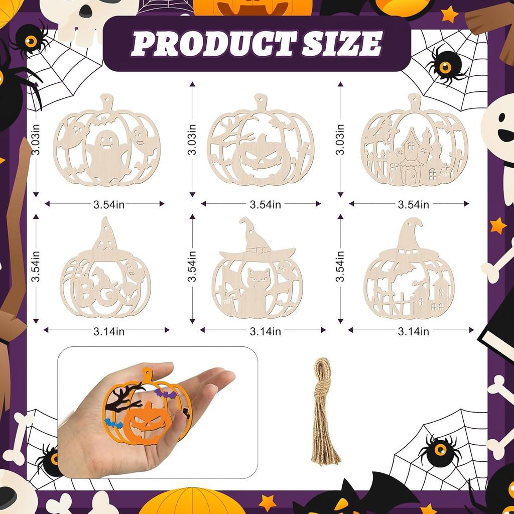 Halloween Wood Slices, Unfinished Wood Crafts, DIY Wood Ornaments, Halloween Decorations, Painting Craft Kits, Kids Art Projects