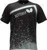 Butterfly Table Tennis Brinka Black X Size 47910 Short-Sleeve T-Shirt, T-Shirt, Moisture-Wicking, Quick-Drying, Stretchable, Unisex, Gray, S,