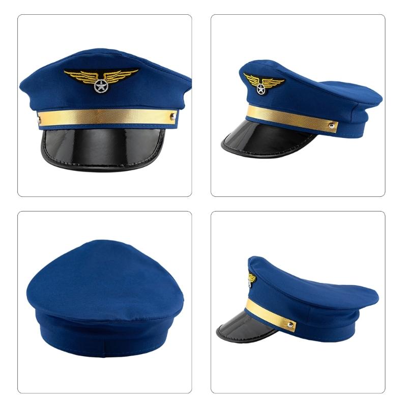 Flight Hat for Adult Cosplay Party Uniform Crew Hat for Male Women Role Play BachelorParty Dress Up Top Hat