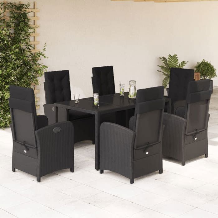 VidaXL Ensemble à Manger de Jardin avec Coussins 7 pcs, Table et Chaises avec Dossier Réglable, Meubles d'Extérieur Patio 3212207
