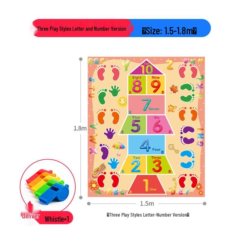 WEZHO Hopscotch Game Mat - Alphabet & Numbers