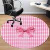 1pc Pink Checkered BowChair Carpet for Office, Indoor Non-Slip Washable Polyester Fiber Carpet, Mat For Office, Machine Washable