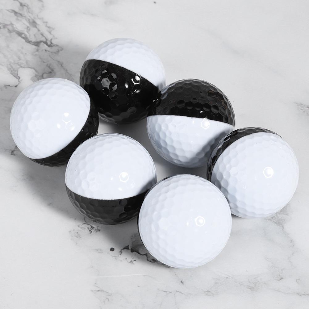 6PCS PU Black White Soft High Elastic Excellent Stable Fly Two Layers Indoor Putter Assist Golf Practice Ball