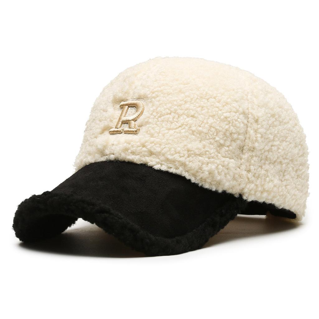 Lamb Wool Hat, Influencer Letter Baseball Cap, Fashionable And Versatile, Makes Your Face Look Smaller, Duckbill Cap