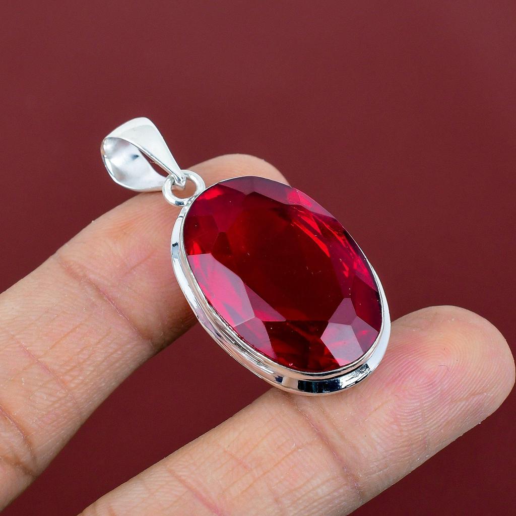 Faceted Mozambique Garnet Pendant Gemstone Pendant Elegant Jewelry 925 Sterling Silver Pendant Handmade Pendant Gifts for Her Women Jewelry