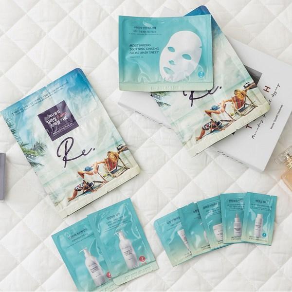 مجموعة أدوات السفر لمستحضرات التجميل للسفر للعناية بالبشرة 8 أنواع، 3 أوراق، مجموعة مستحضرات التجميل الشعبية الكورية