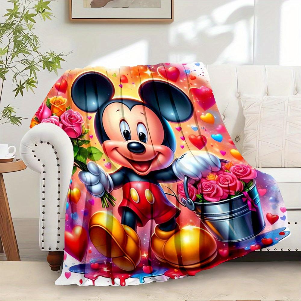 

1 Pieces flannel Mickey floral pattern bed blanket, Valentine s Day gift, home decoration, soft and comfortable, suitable for bedroom and li 130x150cm