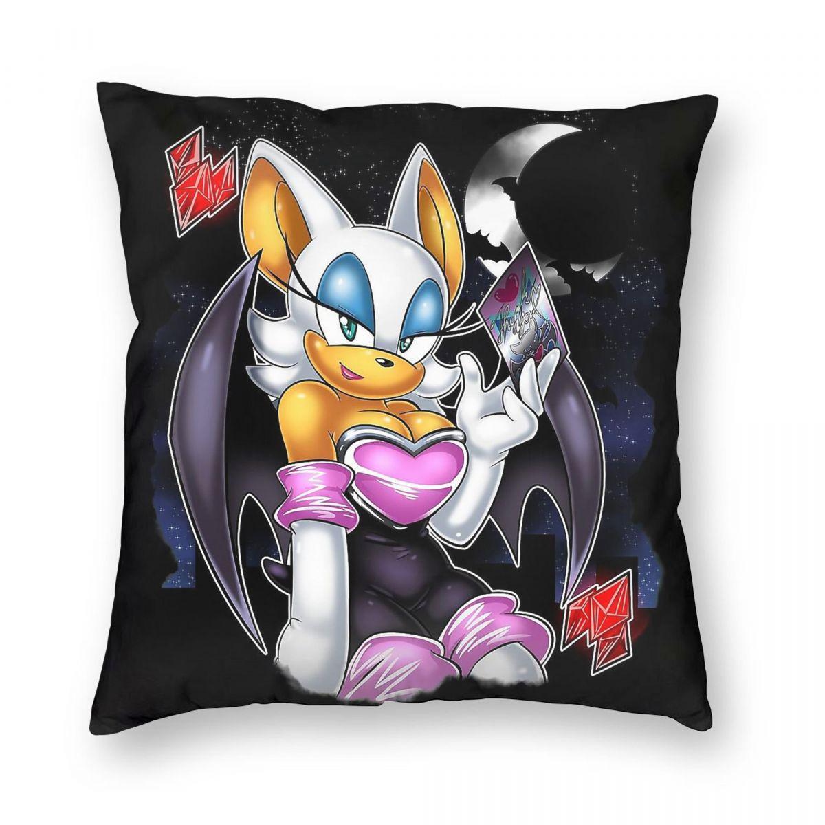 Rouge The Bat Square Pillowcase Polyester Linen Velvet Printed Zip Decor Room Cushion Cover 18 Peach skin 18*18(CM)-1Pcs