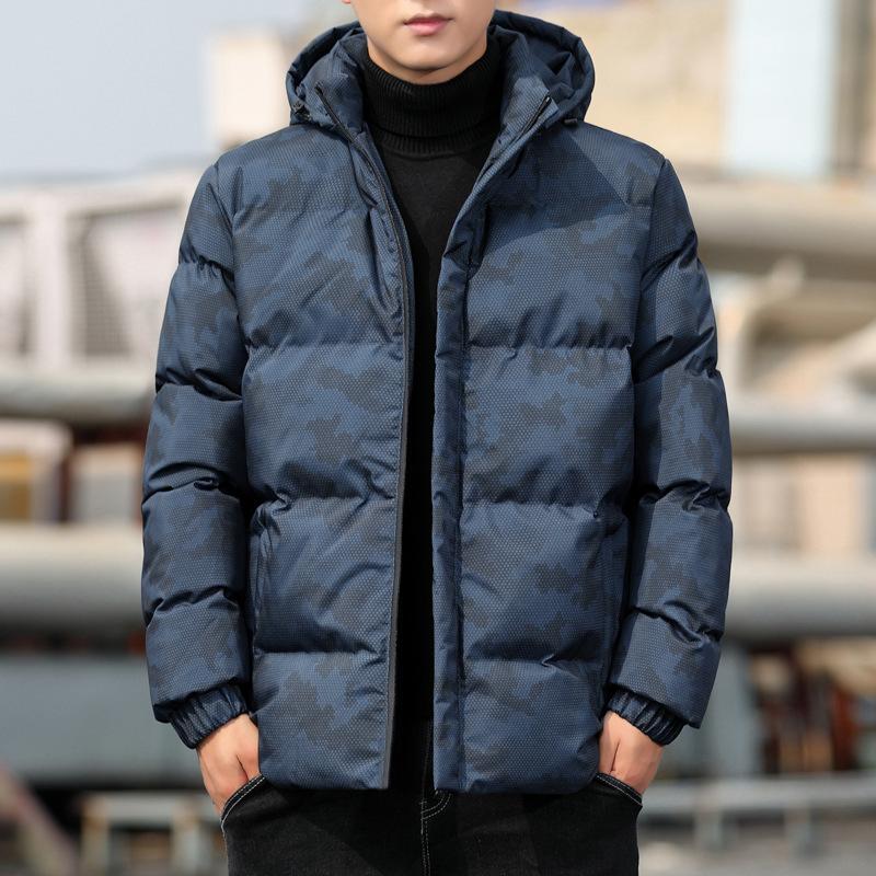 Herren S Dicker Winter Camouflage Kapuzen Baumwollmantel