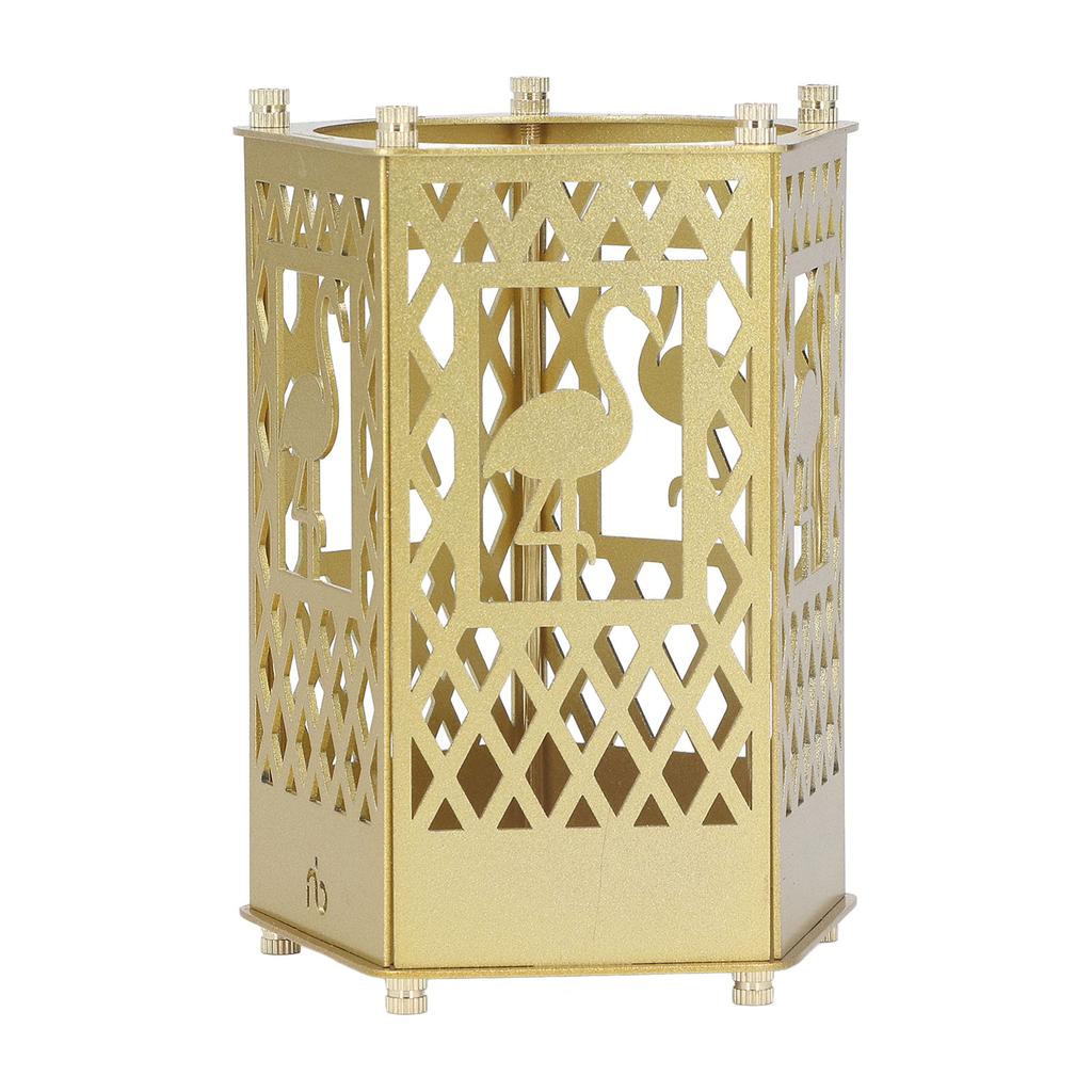 Metal Assembled Pen Holder Gold Hollow Pattern Flamingo Surfaces Plating DIY Pen Holder for Home