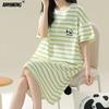 Robe de nuit d'été grande taille pour femme Marque neuve Antibactérienne Haute Qualité Chemise de nuit Manches courtes Pyjama Robe décontractée