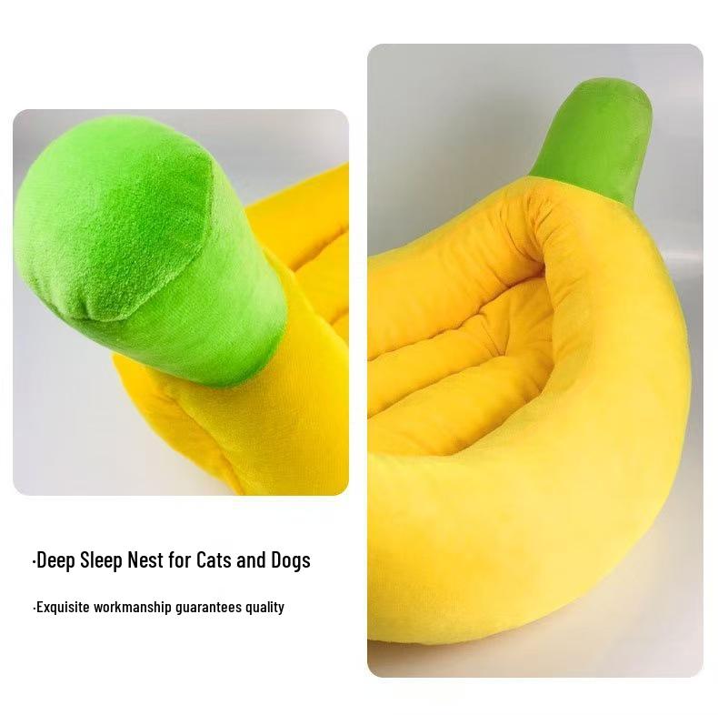 In-Stock Cartoon Banana Dog House Pet Bed for Cats/Teddy/Bichon - Year-Round Use for Small To Medium Dogs
