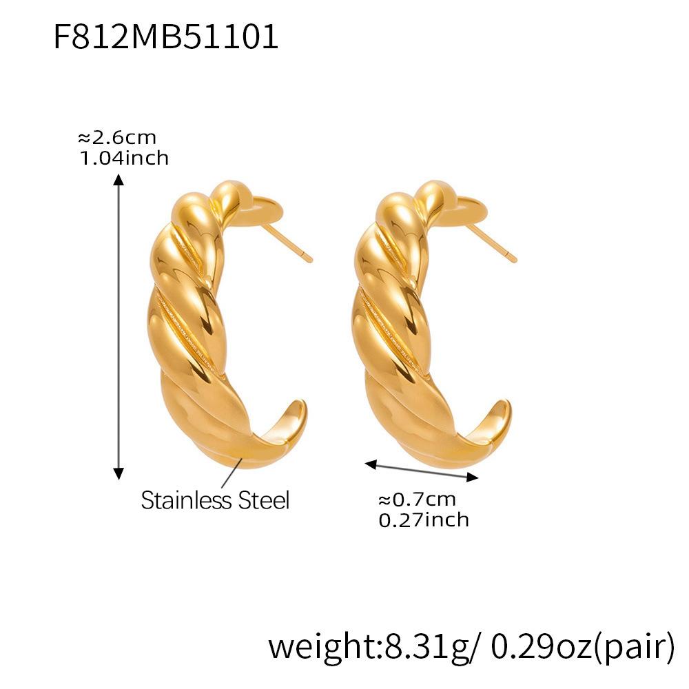 Vintage C-förmige Spiralohrringe aus Edelstahl 18K vergoldet Emaille Creolen Alltags-Creolen Stecker für Damen