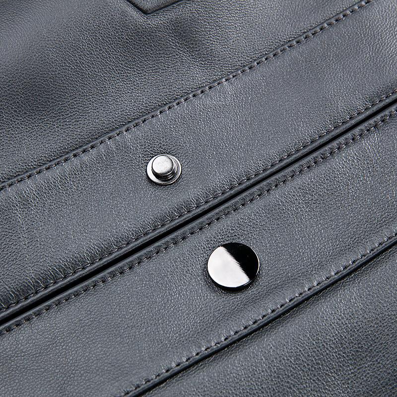 FAPAI Men's First-Layer Sheepskin Lapel Leather Jacket